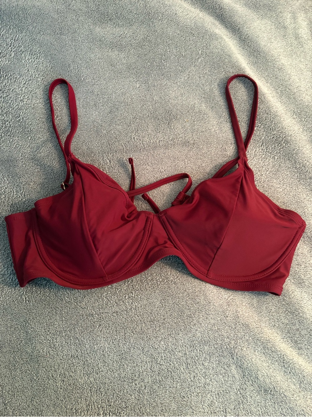 Time And Tru Bikini Top XL Red Underwire Adjustable Straps Strap Detail